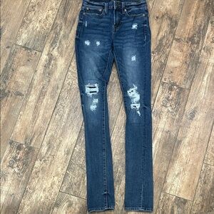 Aeropostale Dark Blue Distressed Skinny Jeans